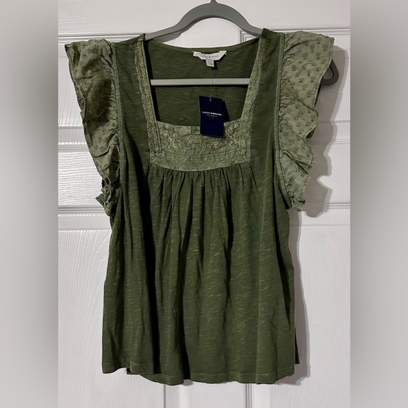 Lucky Brand Tops - Lucky Brand Ruffle Sleeve Green Blouse